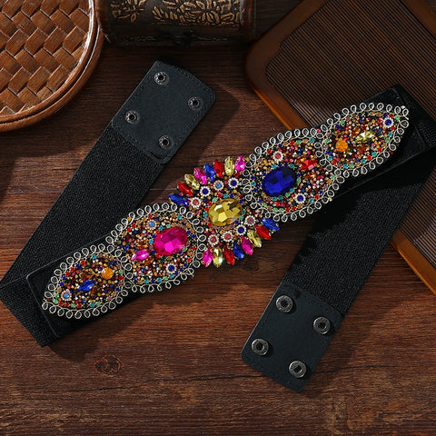 Xinjiang Latin ballroom dance sasehs waistband  diamond elastic waist belt for women girls Uygur dance accessories dancing waist chain