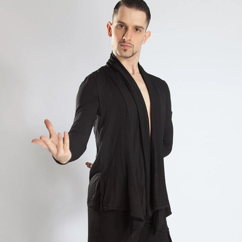 Latin Dance shirt for men youth stage performance waltz tango Cardigan Training Clothing Long Sleeve Practice Dance Top