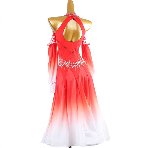 Red Modern Ballroom Dance Dresses for women girls waltz tango foxtrot smooth dance Competition Dresses for female