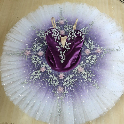 Girls Kids Ballet Dance Dress Flat Purple Tutu Skirts for Children Puffed Yarn Dark Green Blue Ballerina Swan Lake Competition Costumes