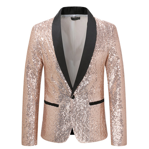 Pink Gold  Silver Blue Sequins Jazz Dance Blazers for Men Youth Host Singers Choir Band Music Production Consert Party Performance Coats for Male