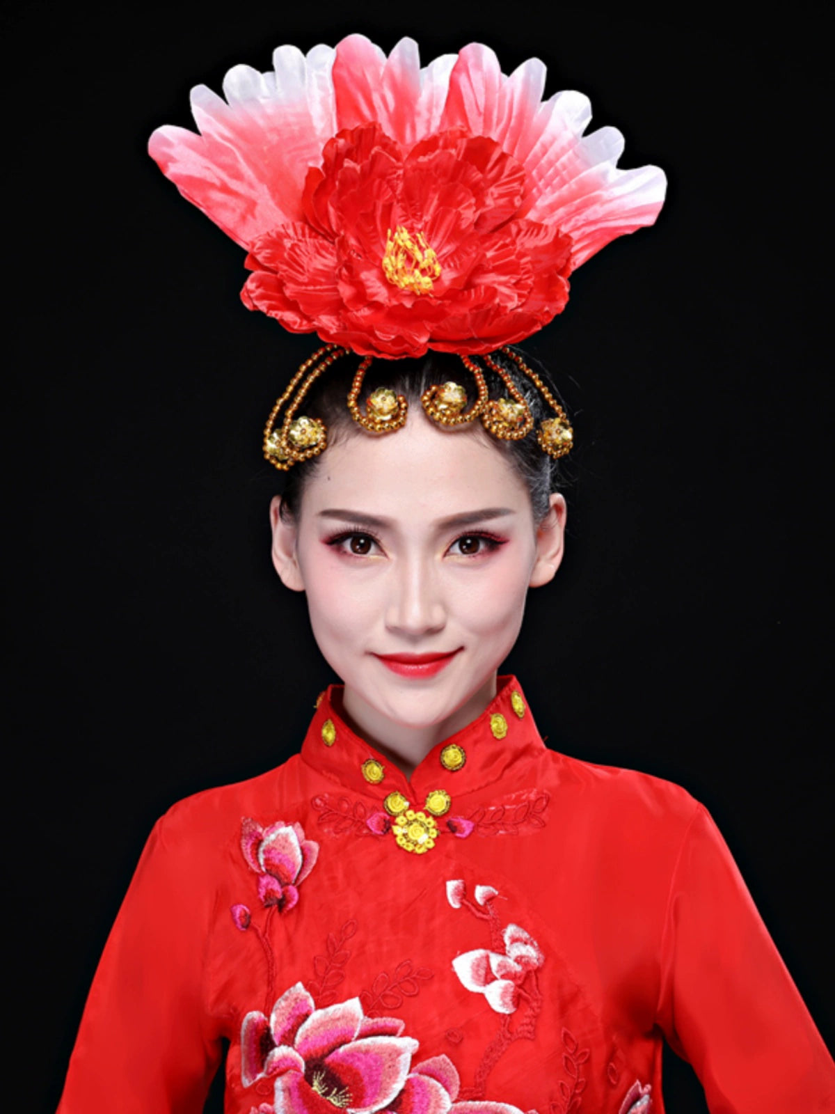 Opening Dance Performance Flowers Headdress for Women Girls Flamenco Dance Pageant Head Piece Peony Petal Head Flower Head Jewelry