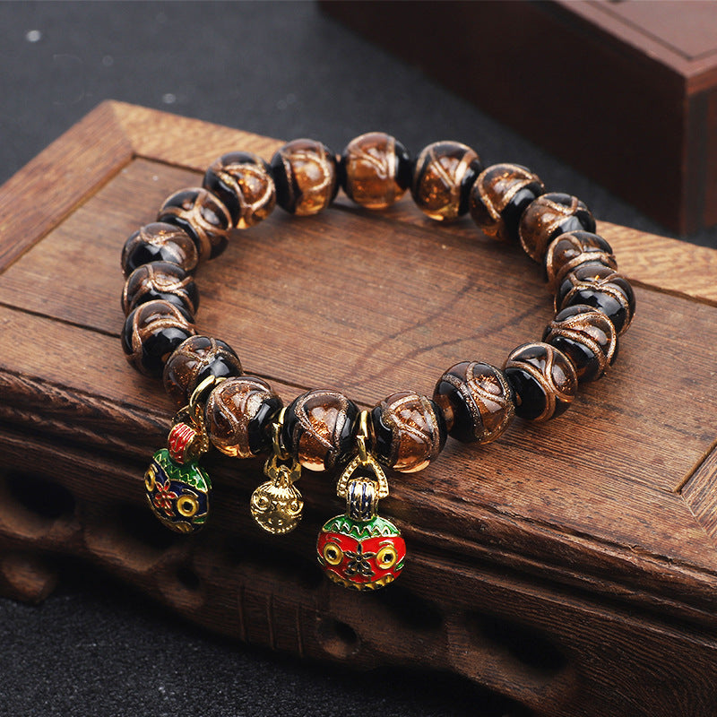 Buddha Bracelets Glazed bracelet colorful gold-swallowing beast feng shui god luck wealth bracelets for unisex birthday gift