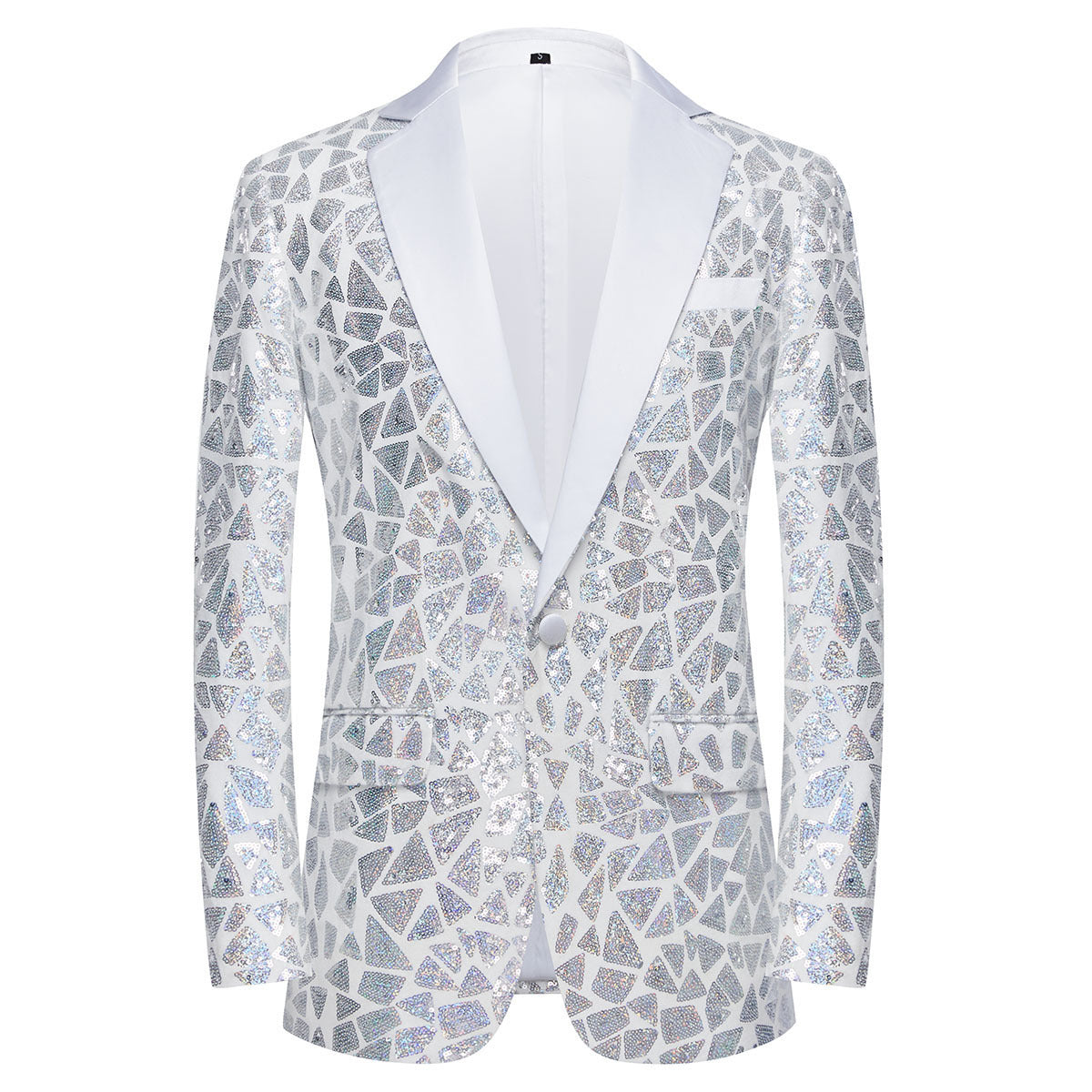 Men's Triangular Sequins Jazz Dance Blazers White Green Red Blue Gold Shiny Singers Host  Chor Party Dress Up Coats Band Performance Jackets for Man