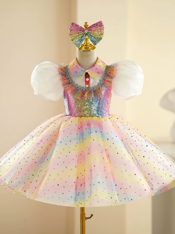 Children's Jazz dance costumes glitter rinbow tutu ballet dress model show party singers pianist choir costumes church recitation performance skirts