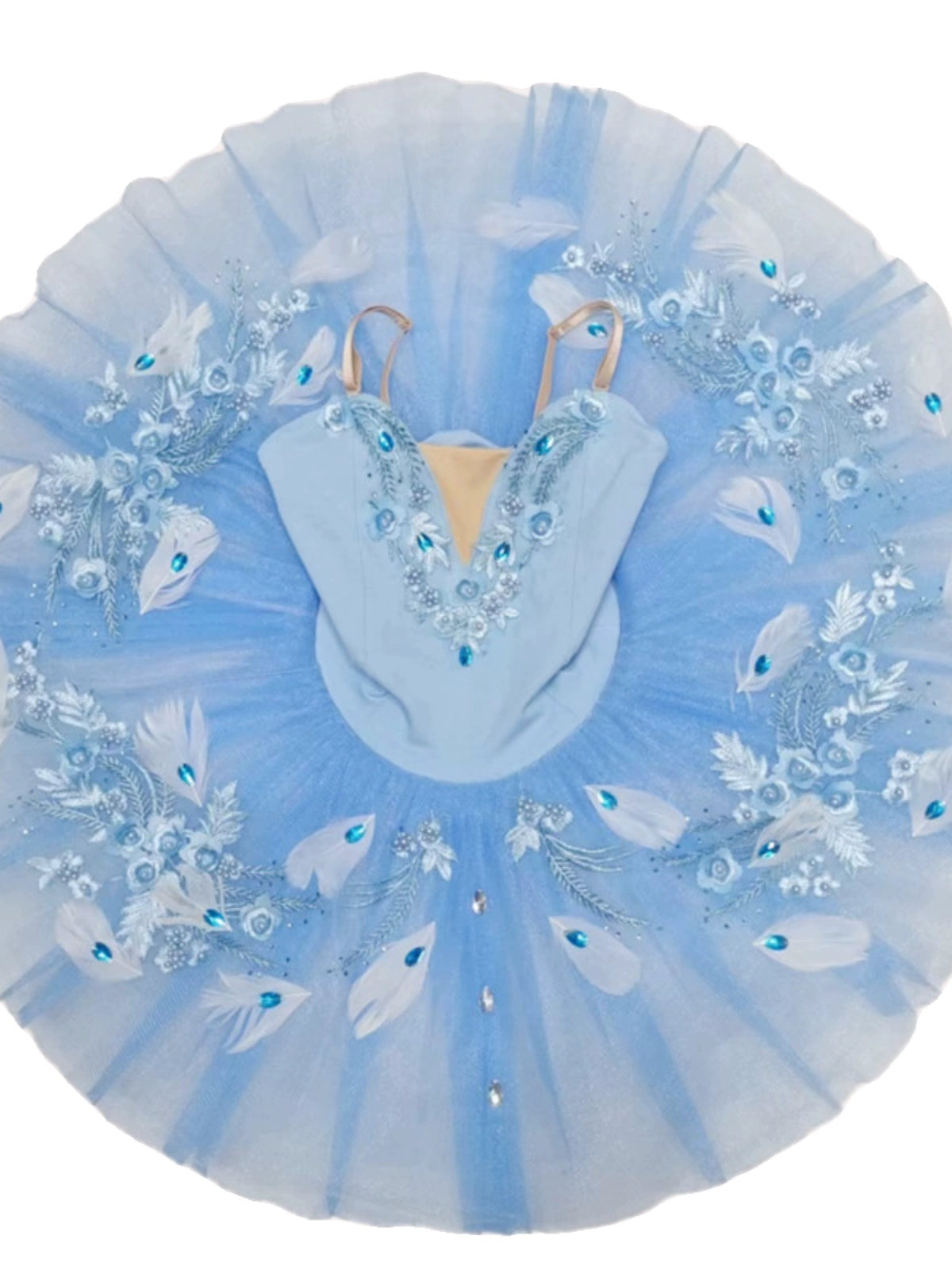 Professional Light blue feather ballerina ballet dance dresses for girls kids tutu skirts bluebird tutu performance leotard costumes