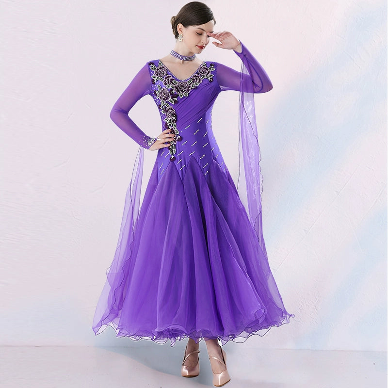 Royal Blue Red Ballroom Dance Dresses for Women Girls Competition National Standard Waltz Tango Dancing Swing Skirts