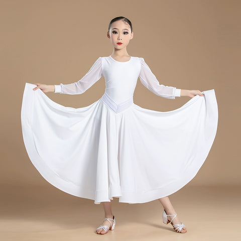 Modern dance competition ballroom dresses for girls kids red white social dance regulations walt tango foxtrot smooth dance gown large skirt