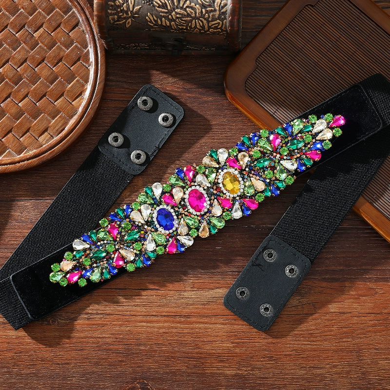 Xinjiang Latin ballroom dance sasehs waistband  diamond elastic waist belt for women girls Uygur dance accessories dancing waist chain