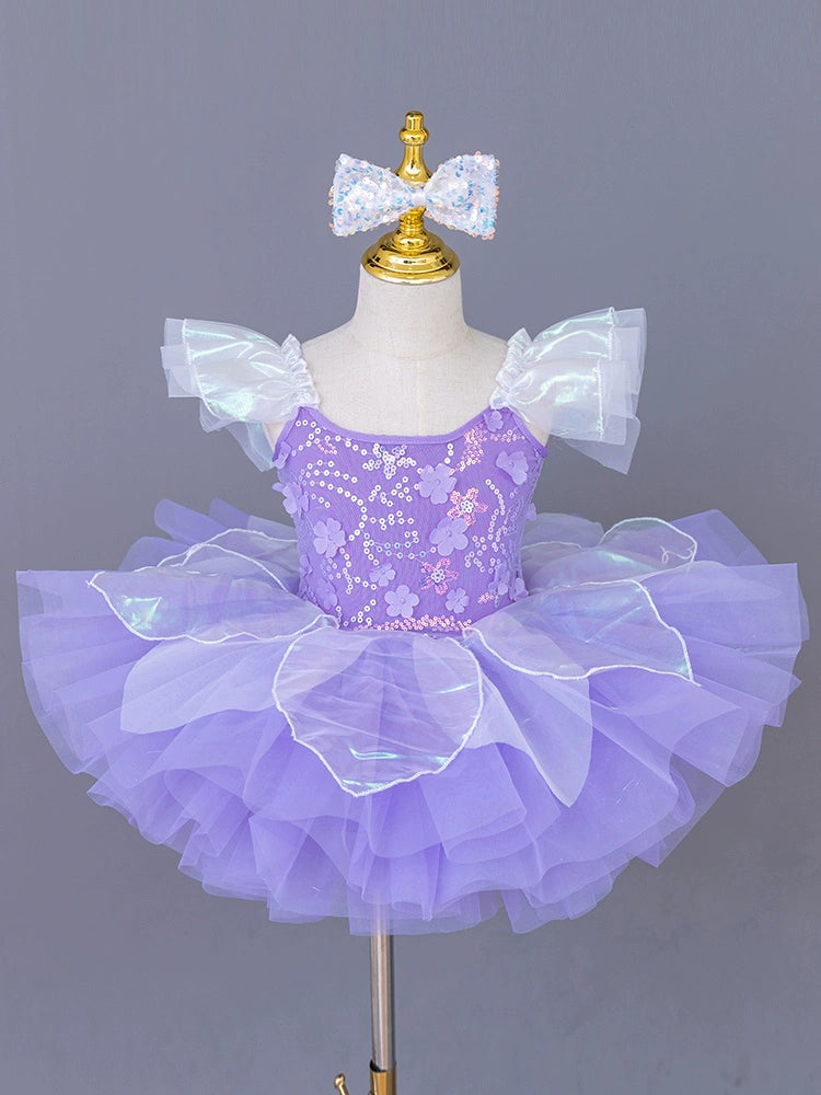 Children blue pink tutu skirt ballerina petals ballet dance dresses modern jazz dance sequined kindergarten princess performance outfits