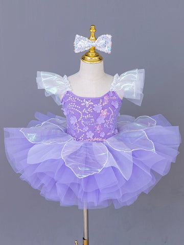 Children blue pink tutu skirt ballerina petals ballet dance dresses modern jazz dance sequined kindergarten princess performance outfits