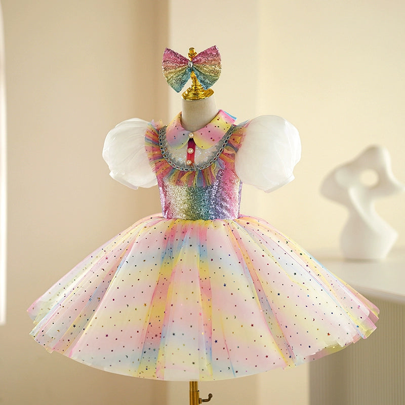 Children's Jazz dance costumes glitter rinbow tutu ballet dress model show party singers pianist choir costumes church recitation performance skirts