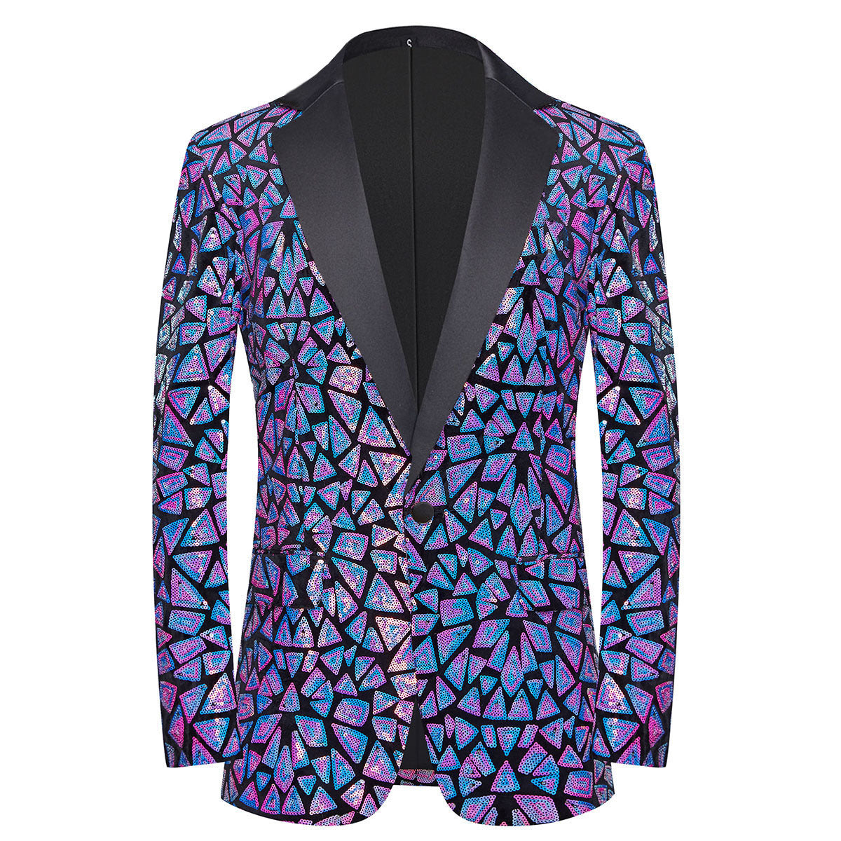 Men's Triangular Sequins Jazz Dance Blazers White Green Red Blue Gold Shiny Singers Host  Chor Party Dress Up Coats Band Performance Jackets for Man