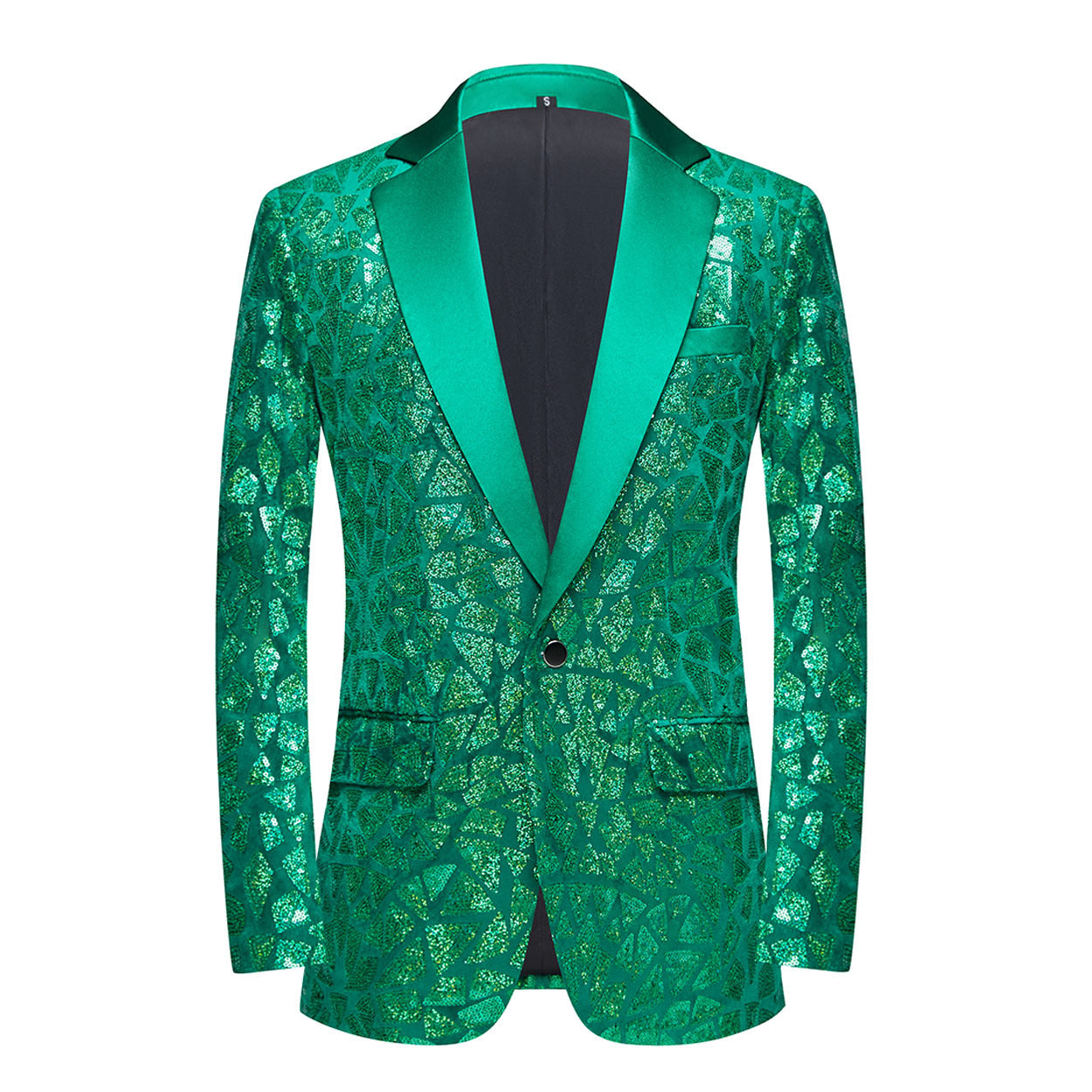 Men's Triangular Sequins Jazz Dance Blazers White Green Red Blue Gold Shiny Singers Host  Chor Party Dress Up Coats Band Performance Jackets for Man