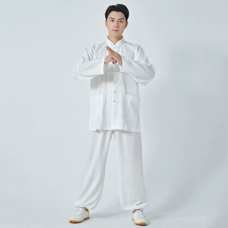 Tai Chi Suit Kung Fu Uniforms Cotton and Linen Men's and Women's Shadowboxing Clothing Baduanjin Chinese Style Martial Arts Practice Clothes Outfit