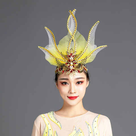 Opening Flamenco Dance Headdress for Women Girls Flowers Dress Headpiece Choir Dance Headgear Pageant Catwalk Stage Performance Props