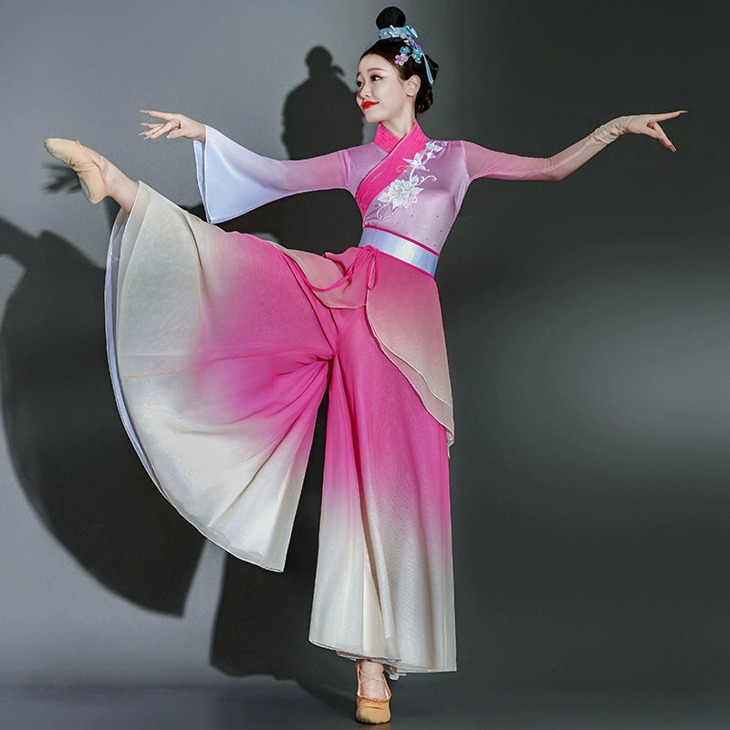 Pink Chinese folk Classical dance costumes for women girls princess fairy hanfu fan umbrella dance dresses Han Tang ancient style suit