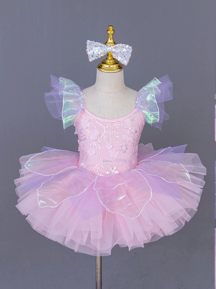 Children blue pink tutu skirt ballerina petals ballet dance dresses modern jazz dance sequined kindergarten princess performance outfits