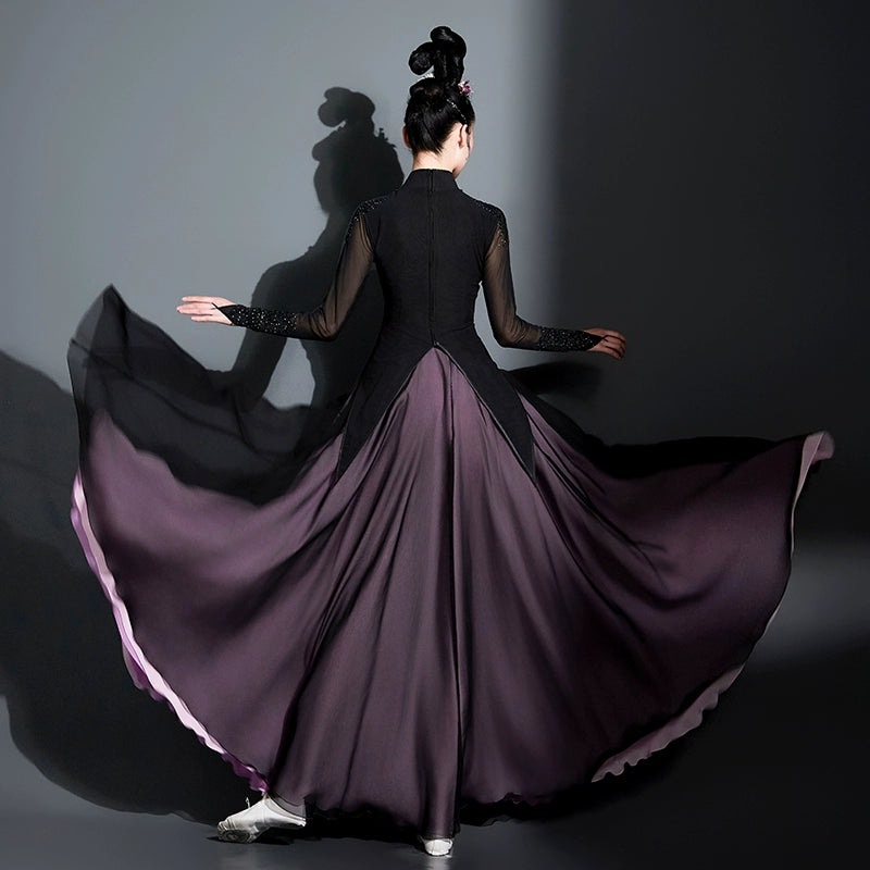 Women's Xinjiang dance dress black Opening dance Chinese minority Uyghur dance performance costumes Art test competition swing skirt