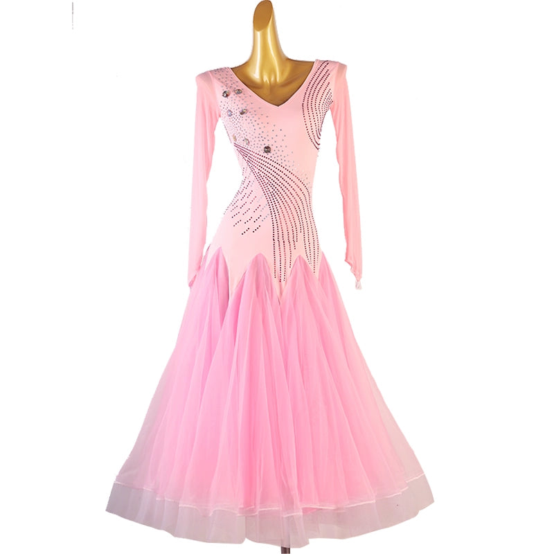 Orange Modern ballroom competition Dance Dresses for women girls pink blue waltz tango foxtrot rhythm dancing long gown