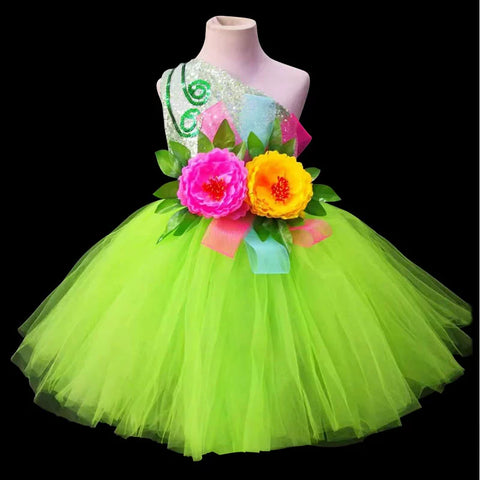 Children's Petal Sequins Jazz Dance Costume Kindergarten Chorus Performance Outfits Princess Tutu Skirt Princess Dresses for Girls