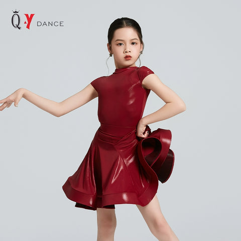 Children's Yellow Blue Wine Latin Dance Dresses for Girls Kids Salsa Rumba Chacha Ballroom Regulations Competition Performance Costume