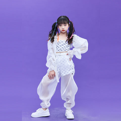 Children's Jazz hiphop street Dance Performance Clothing for girls Kindergarten Model Walk Group Dance Outfits