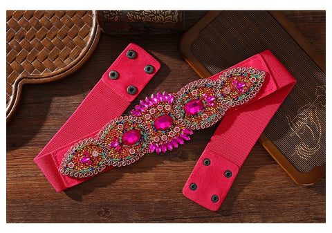 Xinjiang Latin ballroom dance sasehs waistband  diamond elastic waist belt for women girls Uygur dance accessories dancing waist chain