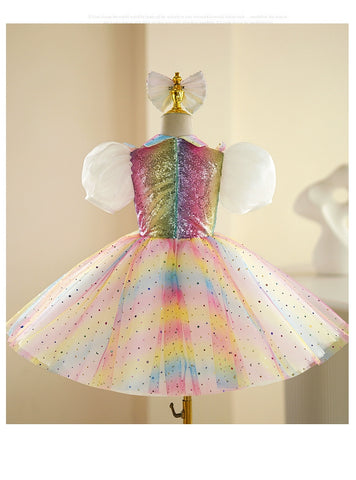 Children's Jazz dance costumes glitter rinbow tutu ballet dress model show party singers pianist choir costumes church recitation performance skirts