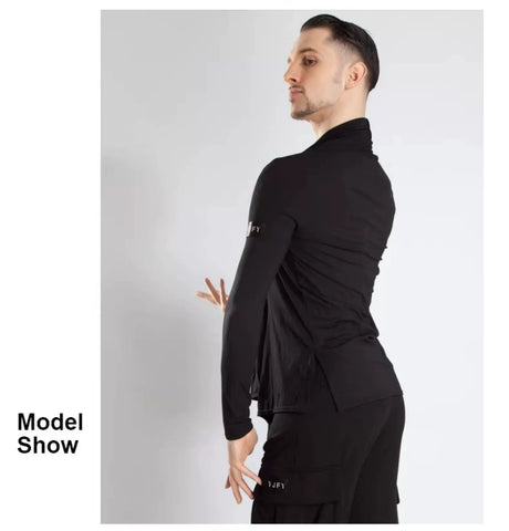 Latin Dance shirt for men youth stage performance waltz tango Cardigan Training Clothing Long Sleeve Practice Dance Top