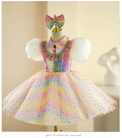 Children's Jazz dance costumes glitter rinbow tutu ballet dress model show party singers pianist choir costumes church recitation performance skirts