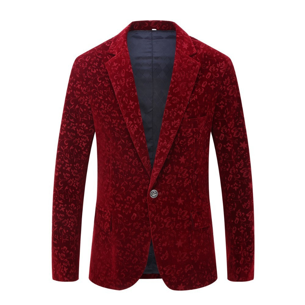 Men's Jazz Dance Wine Red Blazers Wedding Party Dress Suit Choir Singer Pianist Performance Jacket Wedding Party Groom Photos Shooting Formal Suit