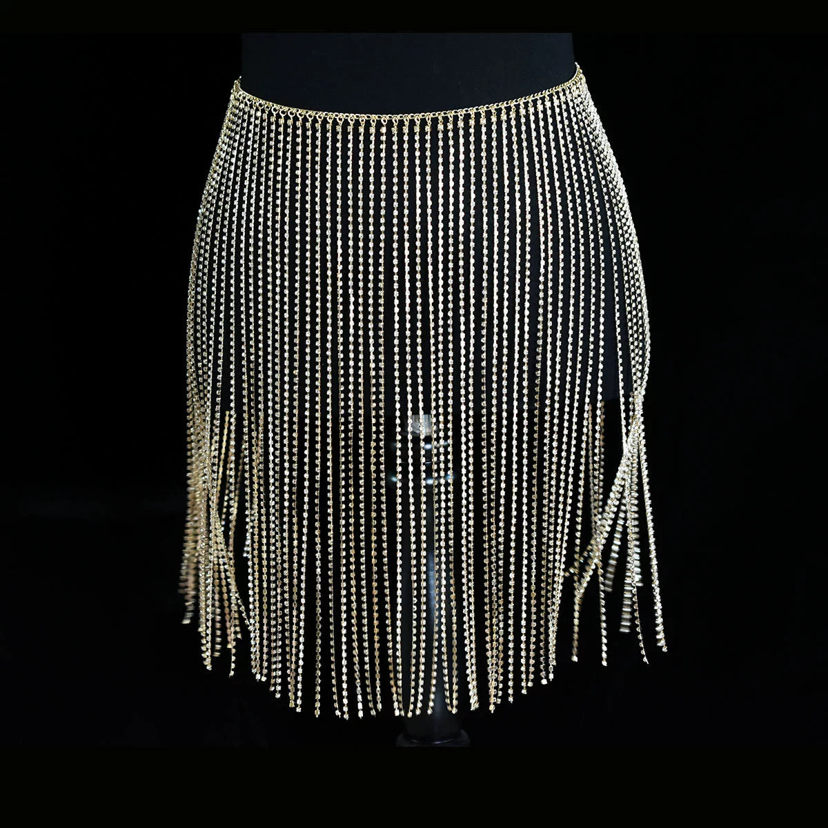 Women girls latin jazz rave dance Rhinestone tassel waist chain hollow bling hot pole dance tassel skirt belly dance body chain belts