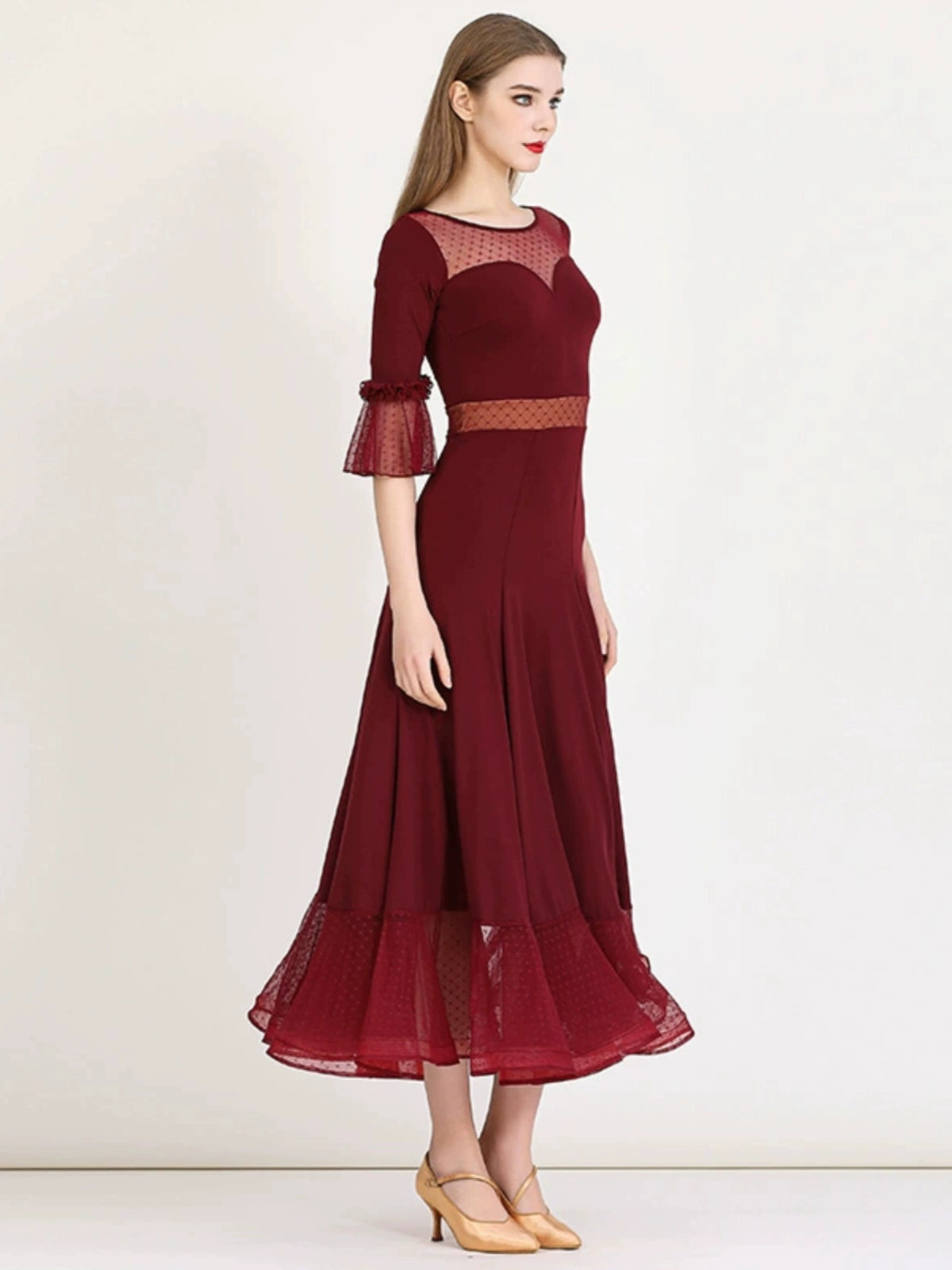 Black wine ballroom dance dresses for women girls Elegant modern waltz tango foxtrot dance dress Ballroom Dance Dresses