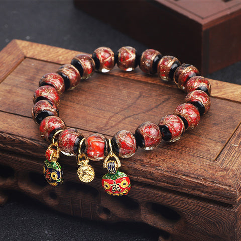 Buddha Bracelets Glazed bracelet colorful gold-swallowing beast feng shui god luck wealth bracelets for unisex birthday gift