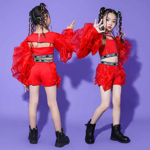 Children's street Hiphop dance jazz costumes for girls gogo dancers model carnival rehearsal performance outfits for kids