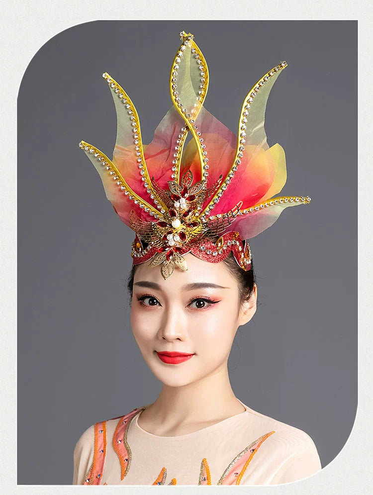 Opening Flamenco Dance Headdress for Women Girls Flowers Dress Headpiece Choir Dance Headgear Pageant Catwalk Stage Performance Props