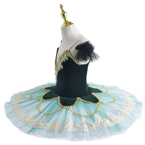Girls Green Ballet Tutu Skirt Professional Swan Lake Ballerina ballet dress Blue Bird Variations Little Swan Performance Clothing for kids