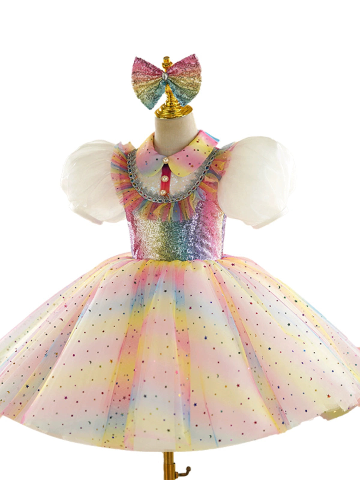 Children's Jazz dance costumes glitter rinbow tutu ballet dress model show party singers pianist choir costumes church recitation performance skirts