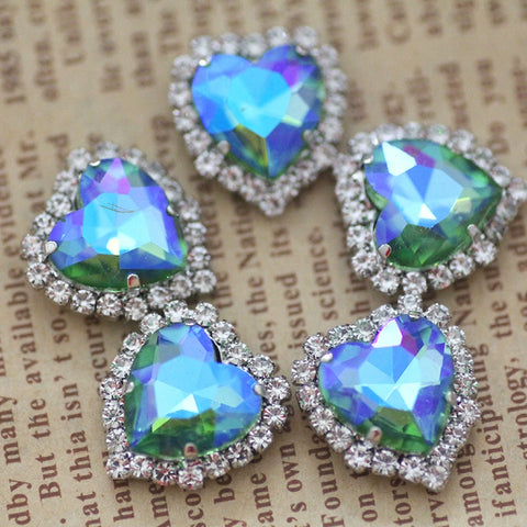 1pcs DIY heart rhinestones for headdress dance costumes wedding dresses shoes bag jewelry accessories hand sew gemstones