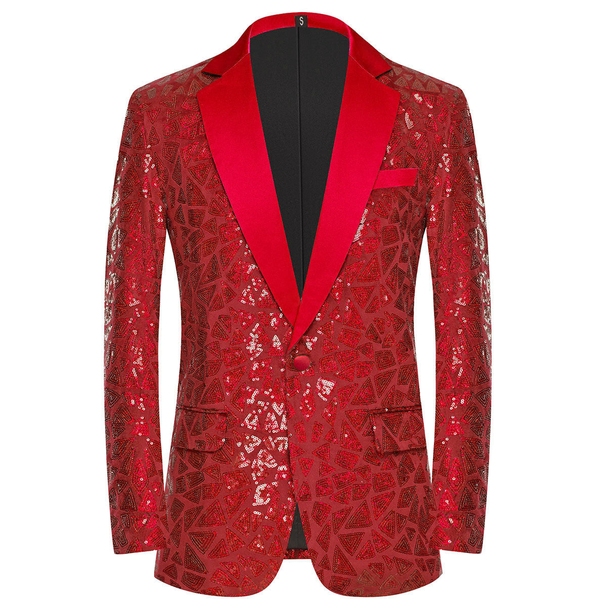 Men's Triangular Sequins Jazz Dance Blazers White Green Red Blue Gold Shiny Singers Host  Chor Party Dress Up Coats Band Performance Jackets for Man