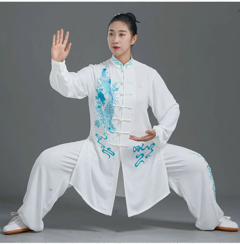 Custom Size White Phoenix TaI Chi Clothing for Women Breathable Martial Art Wushu Performance Clothes Chinese Kung Fu Uniforms