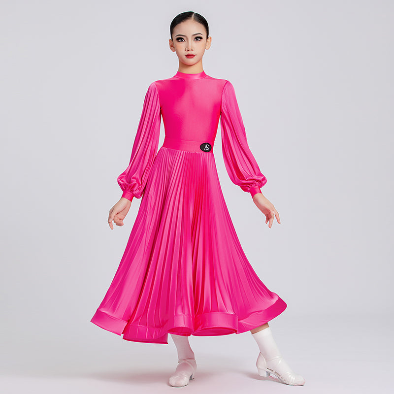 Colorful Competition Ballroom Dance Dresses for Girls Kids Yellow Blue Pink White Red Waltz Tango Swing Skirts for Children