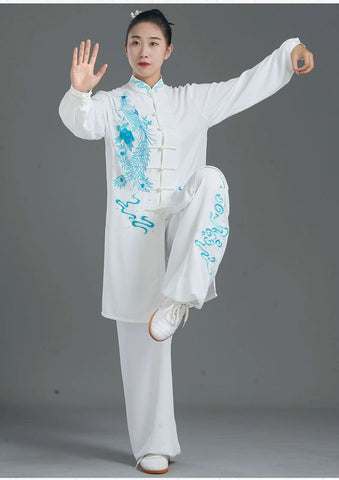 Custom Size White Phoenix TaI Chi Clothing for Women Breathable Martial Art Wushu Performance Clothes Chinese Kung Fu Uniforms