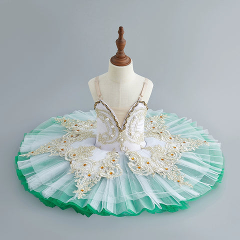 Children Green pink ballet dance dress kids ballerina tutu skirts sleeping beauty girls performance clothes Swan Lake flat tutu