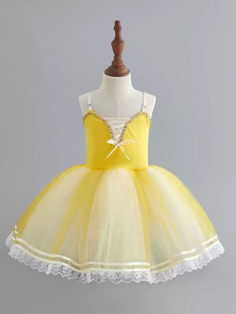 Ballet dance dresses for kids toddlers tutu skirts Red yellow green ballerina ballet performance pancake costumes for children