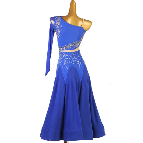 slant neck bling ballroom dance dresses for women pink blue national ballroom waltz tango foxtrot smooth dance gown competition skirt