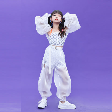 Children's Jazz hiphop street Dance Performance Clothing for girls Kindergarten Model Walk Group Dance Outfits