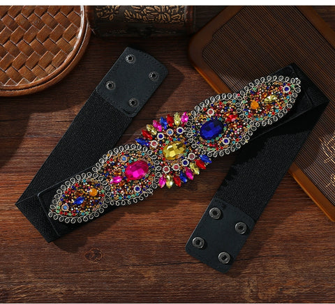 Xinjiang Latin ballroom dance sasehs waistband  diamond elastic waist belt for women girls Uygur dance accessories dancing waist chain