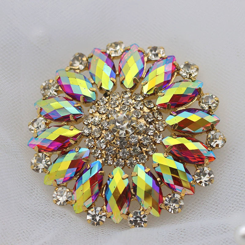 DIY bling rhinestones for dance headdress performance clothes hand sew round gemstones for jewelry bag shoes headscarf hat 5.5cm